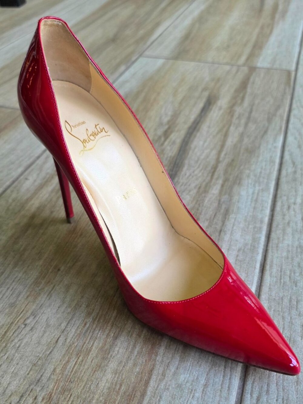 Christian Louboutin So-Kate 100 Red Patent Leather Pumps Eur. 37.5